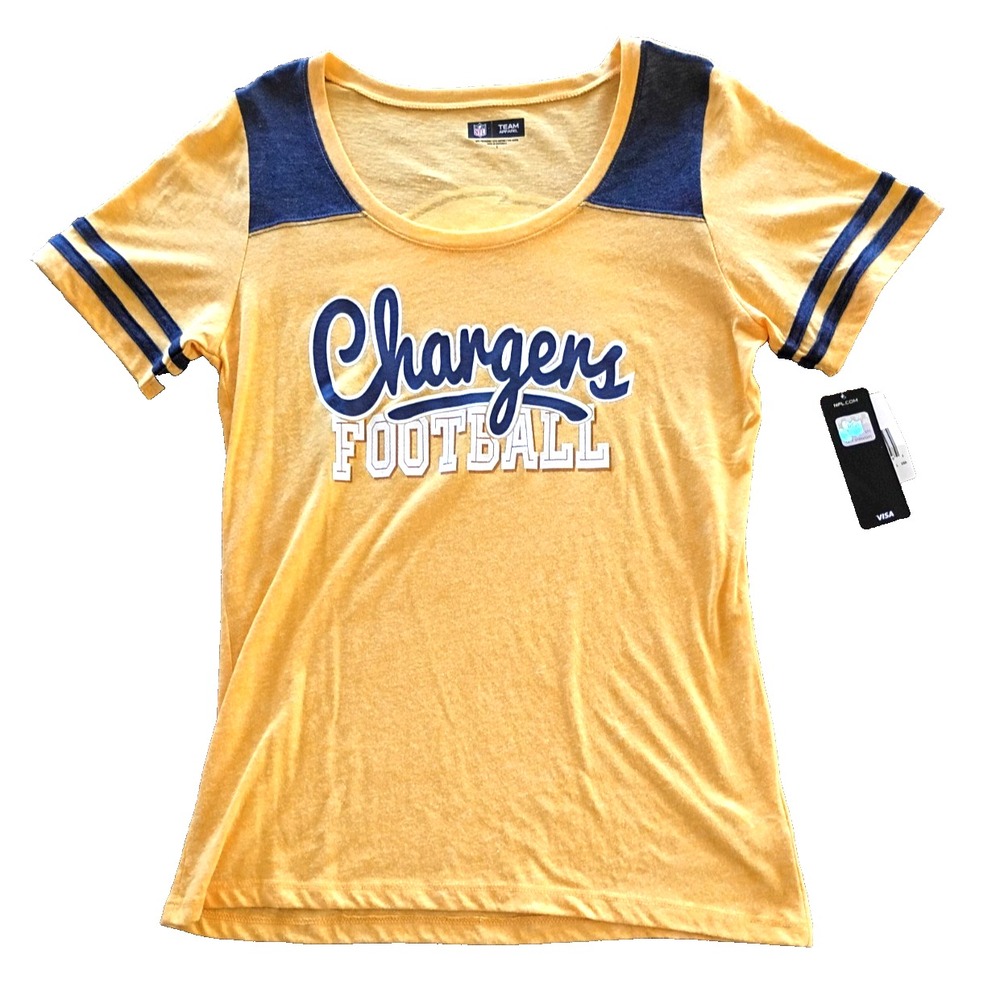 Women's Officially Licensed "Chargers Football" Scoopneck Graphic T-Shirt L NWT